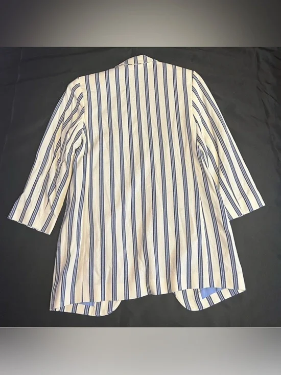 EXPRESS Cream & Navy Stripe Blazer - Picture 3 of 5